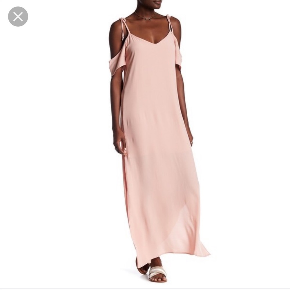 Nordstrom NSR Tie Maxi Dress Pink Blush Size Large
